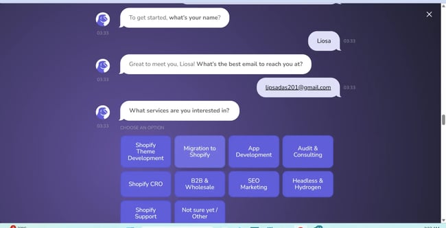 lyro chatbot in action, tidio lyro chatbot
